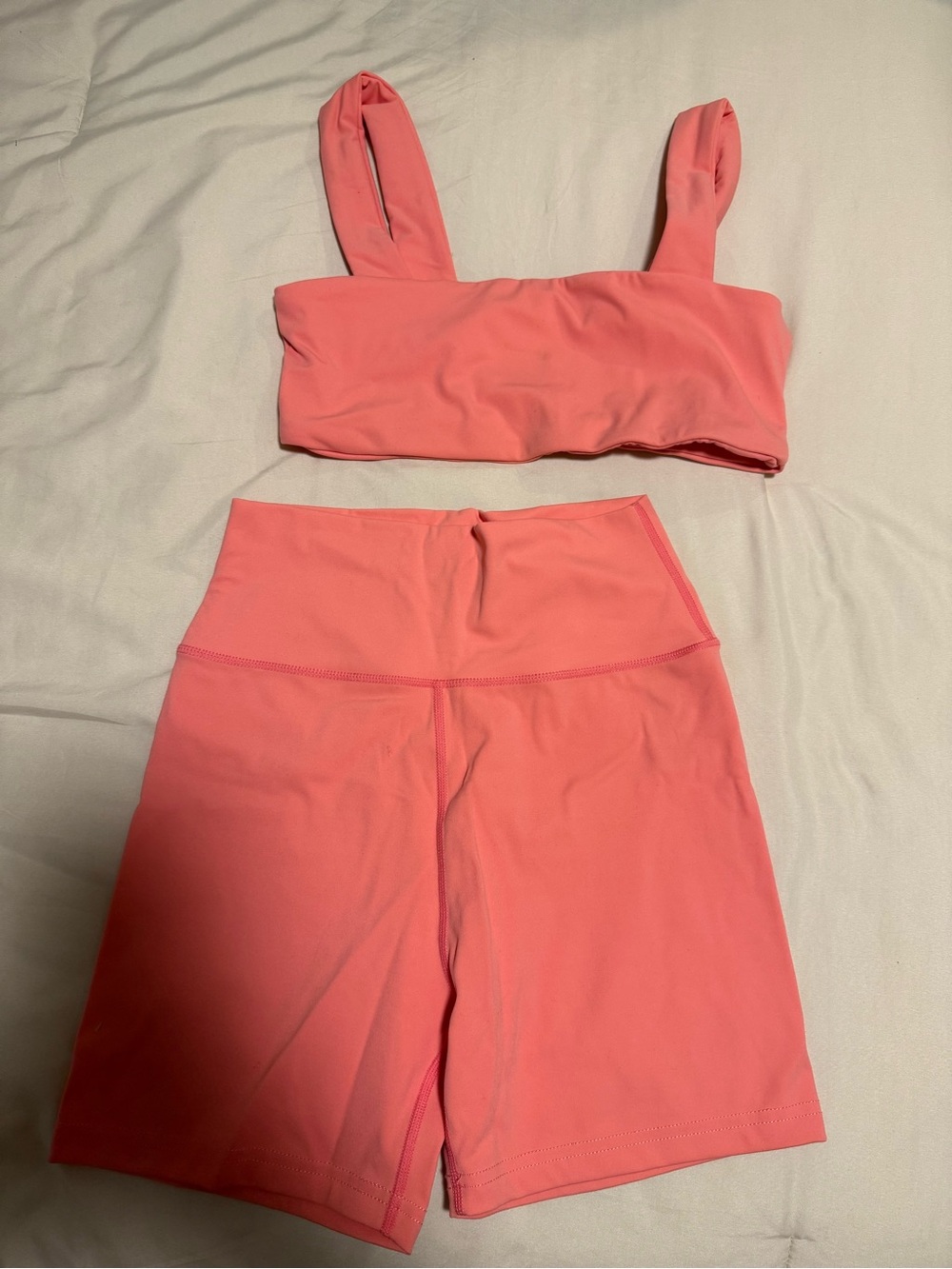 Daily Drills Coral Pink Set: Bike Shorts & Sports Bra